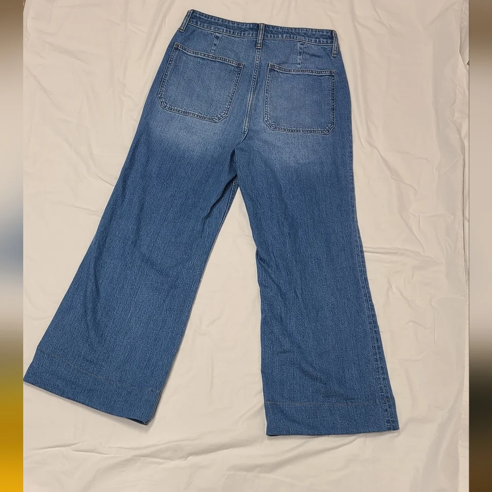 J.Crew 96 Denim Trouser Wide Leg High Rise Patch Pocket Blue Jeans 30‎